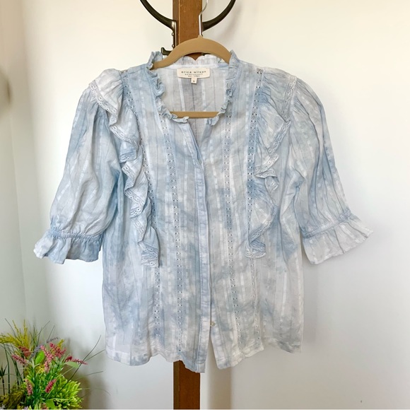 Erica Wilson Nantucket Jaja Ruffle Top blue tie dye - Picture 14 of 15